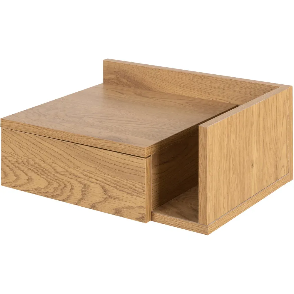 Florence Ashlan Single Drawer Square Bedside Table - Oak