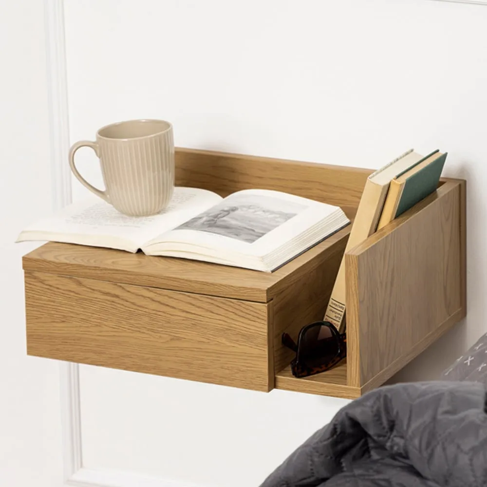 Florence Ashlan Single Drawer Square Bedside Table - Oak