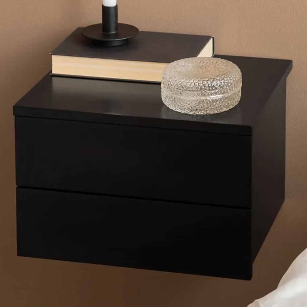 Florence Avignon 2 Drawer Bedside Table - Black