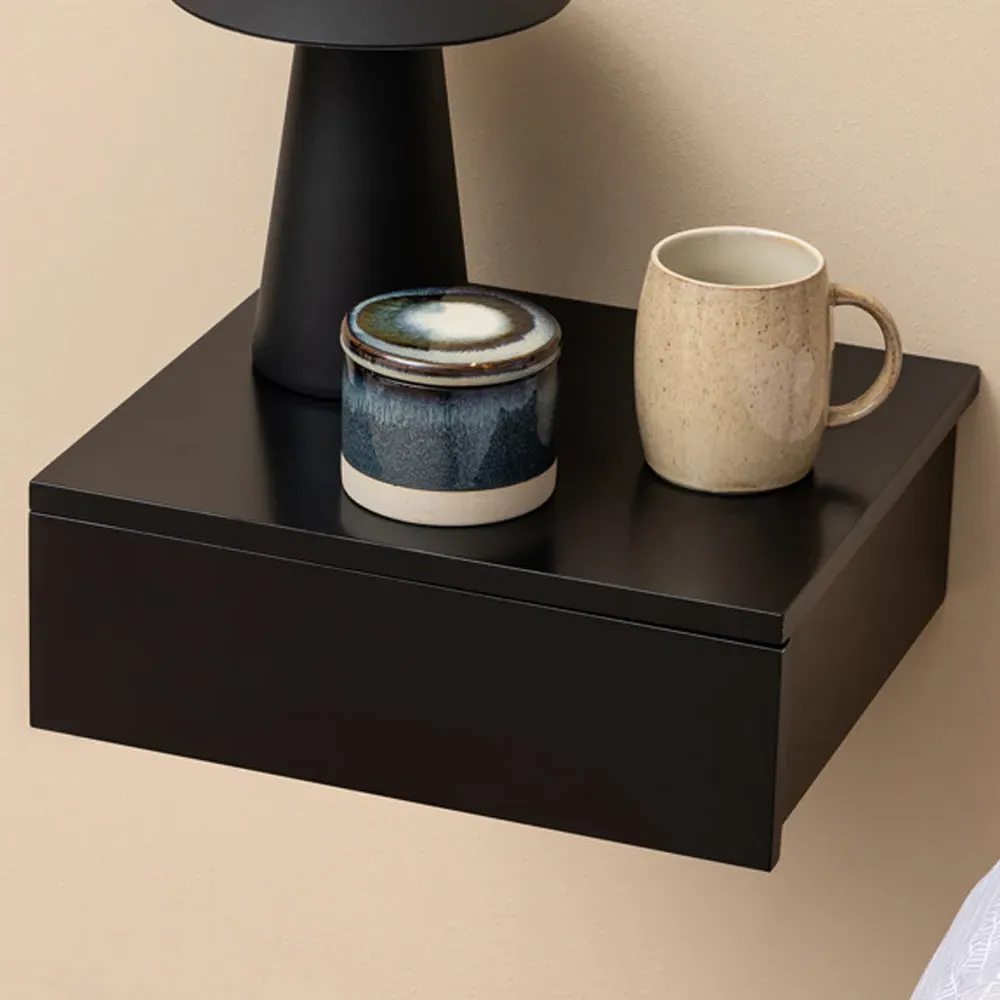 Florence Avignon Single Drawer Square Bedside Table - Black image