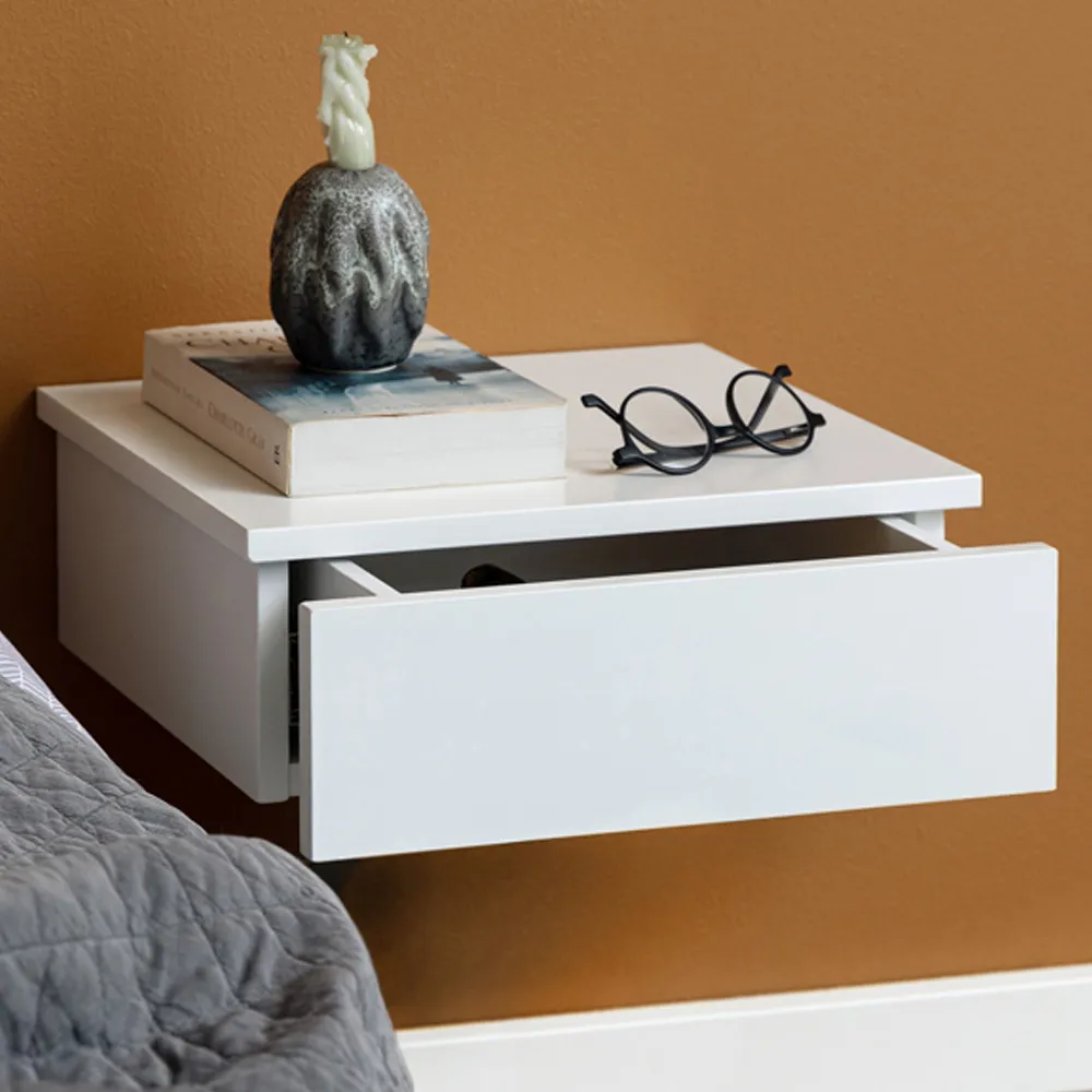 Florence Avignon Single Drawer Square Bedside Table - White image