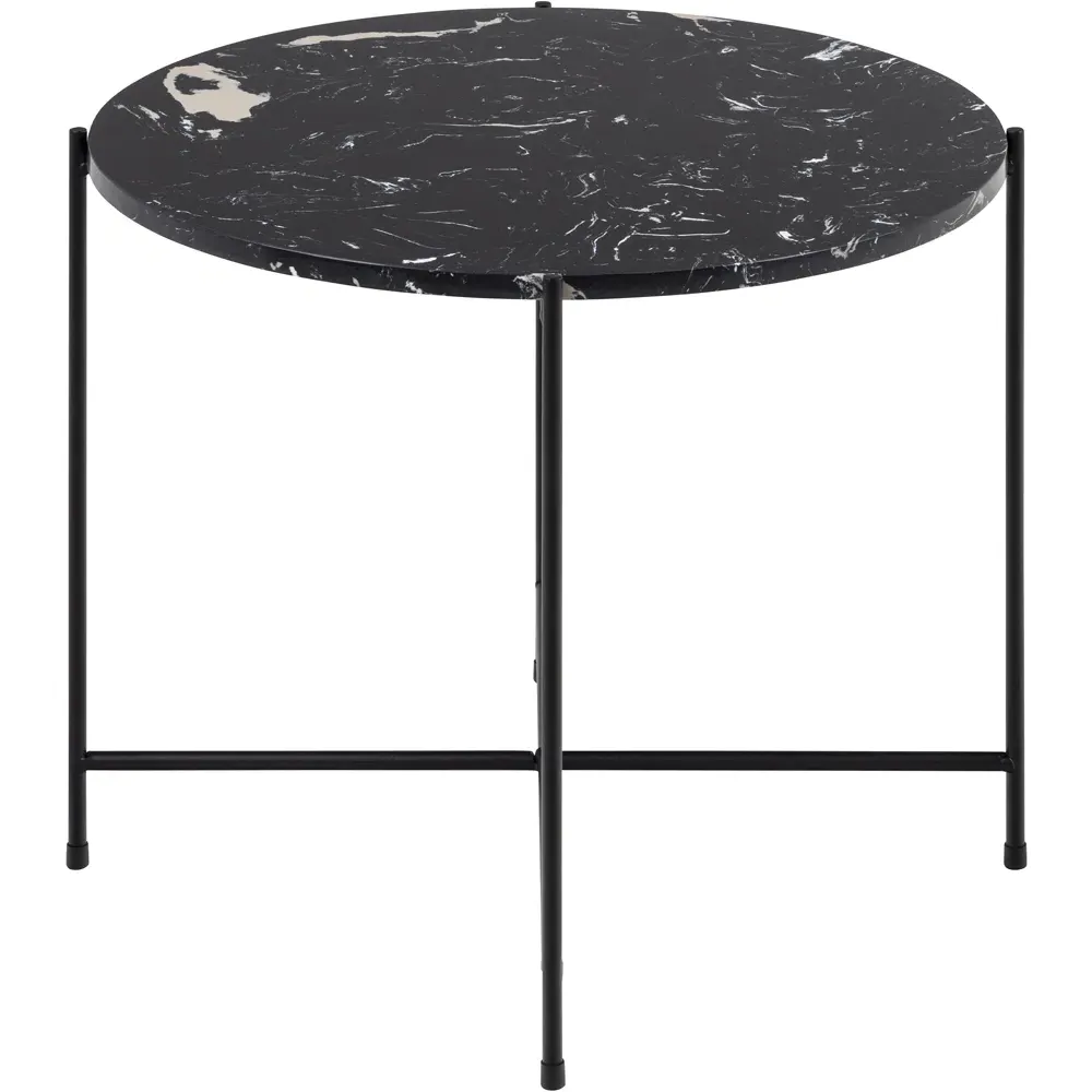 Florence Avila Side Table - Black, Marble