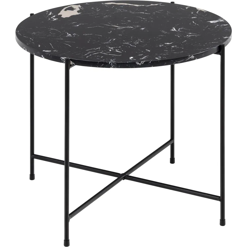 Florence Avila Side Table - Black, Marble