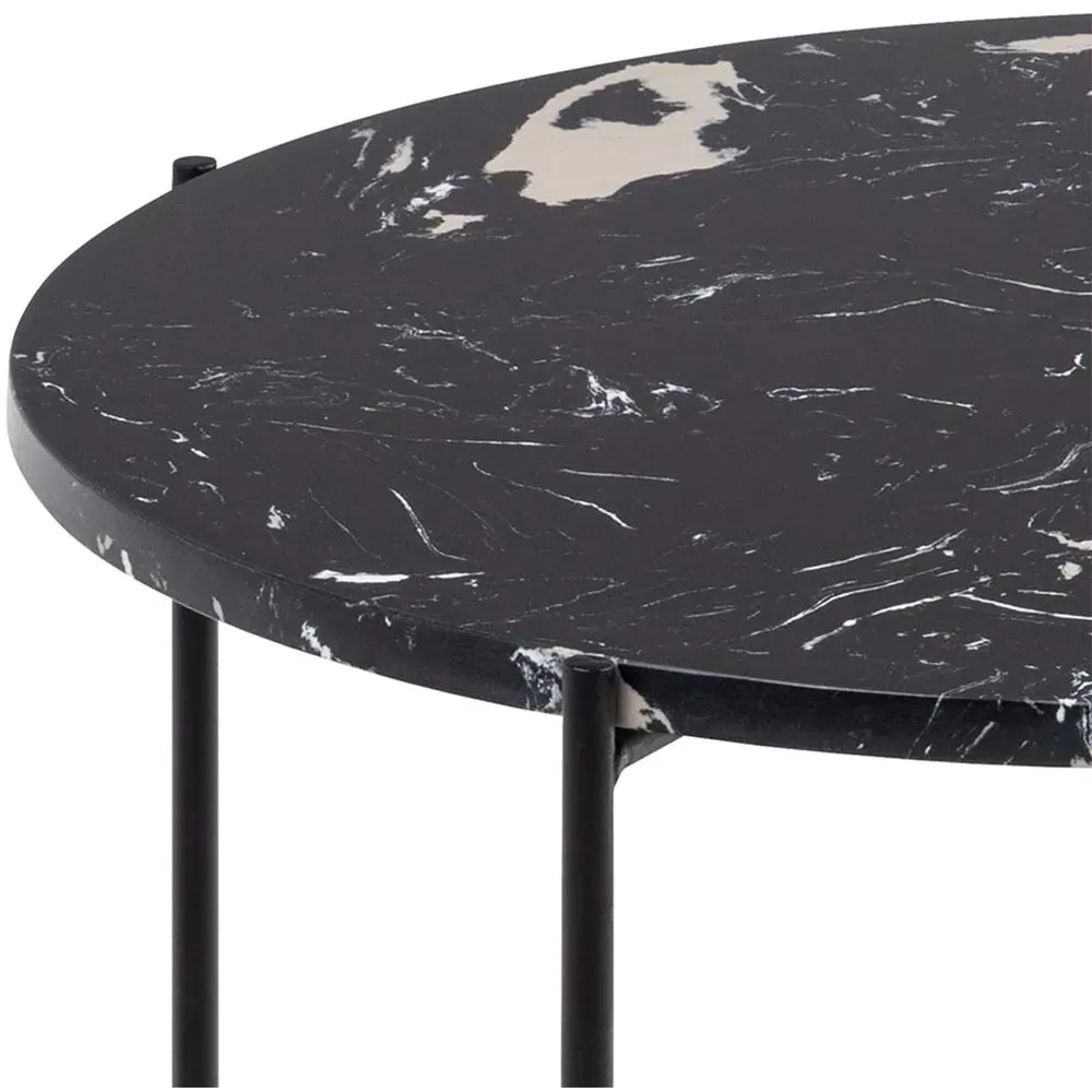 Florence Avila Side Table - Black, Marble
