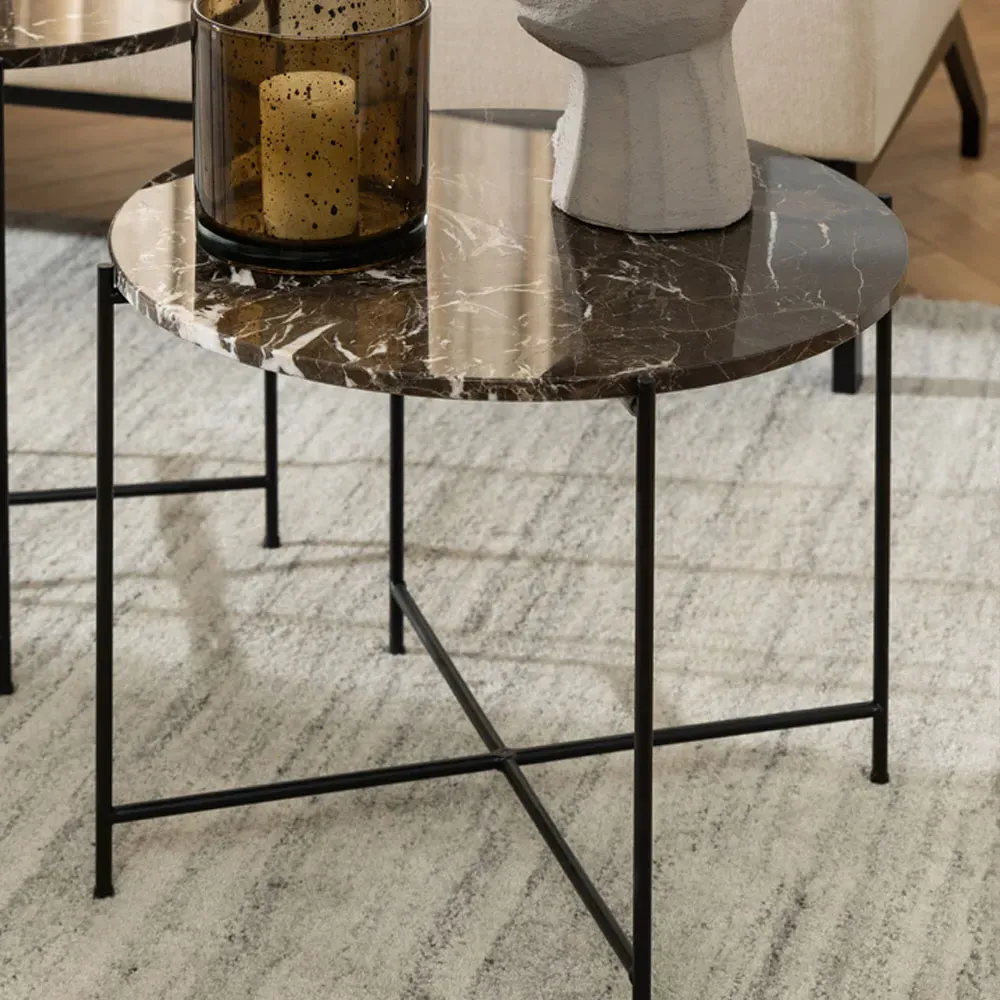 Florence Avila Side Table - Brown, Marble image