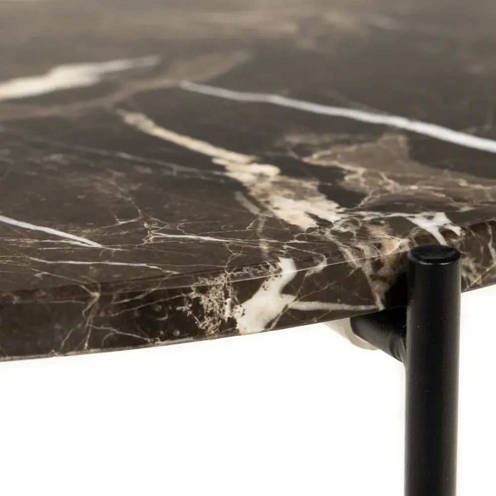 Florence Avila Side Table - Brown, Marble