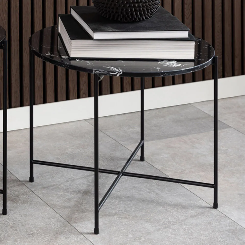 Florence Avila Side Table - Brown, Marble image