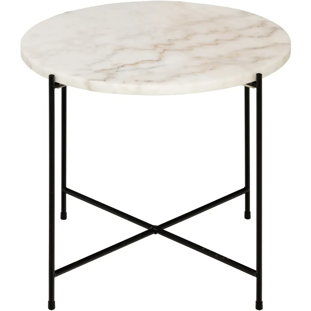 Florence Avila Side Table - White, Marble