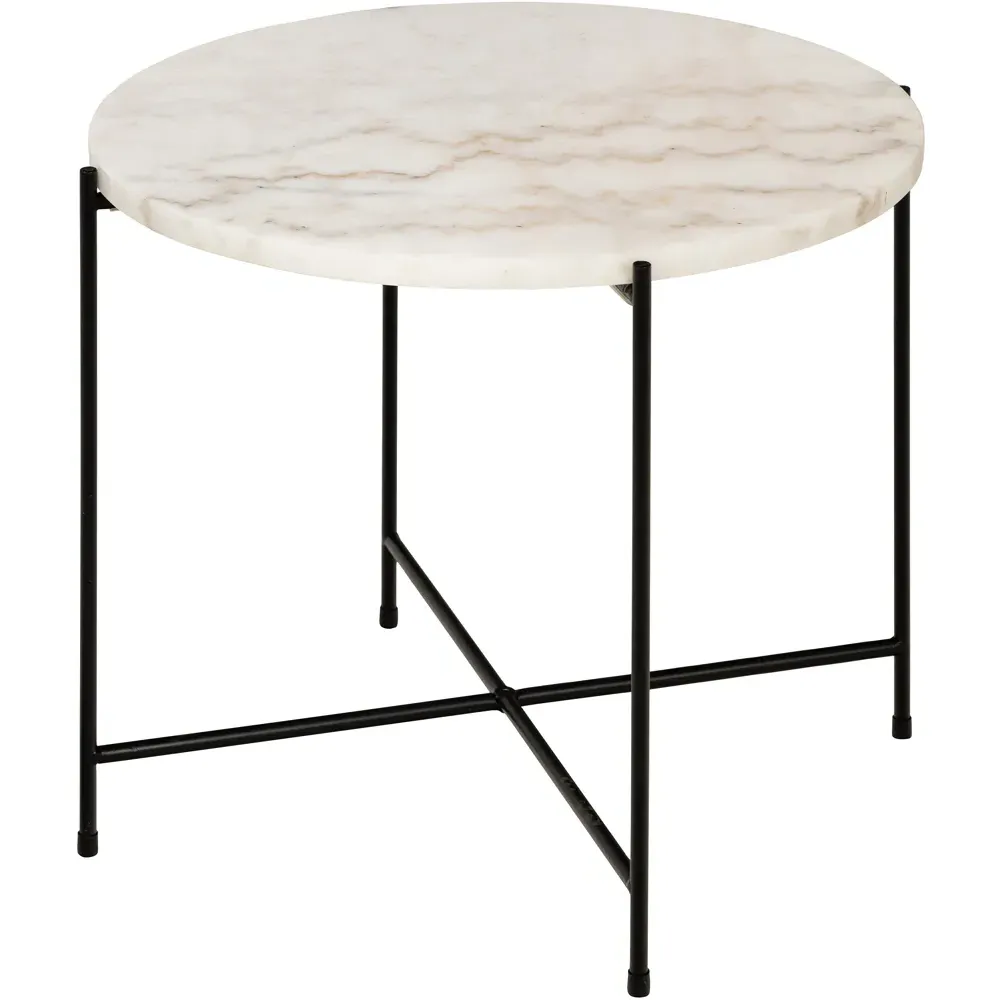 Florence Avila Side Table - White, Marble