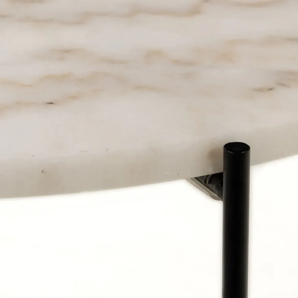 Florence Avila Side Table - White, Marble