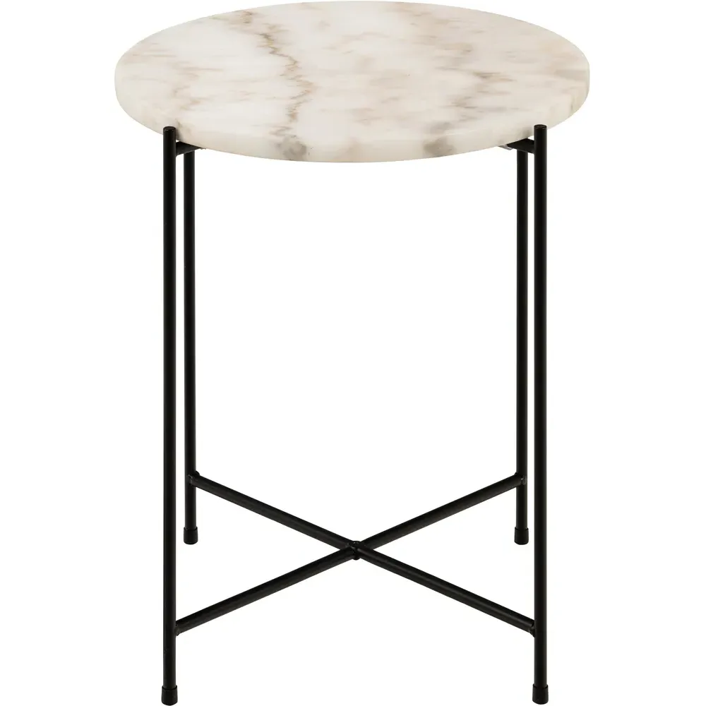Florence Avila Side Table - White, Marble