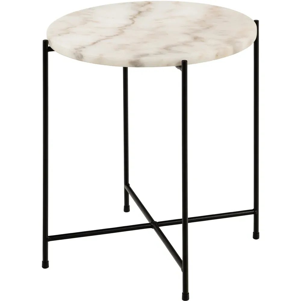 Florence Avila Side Table - White, Marble