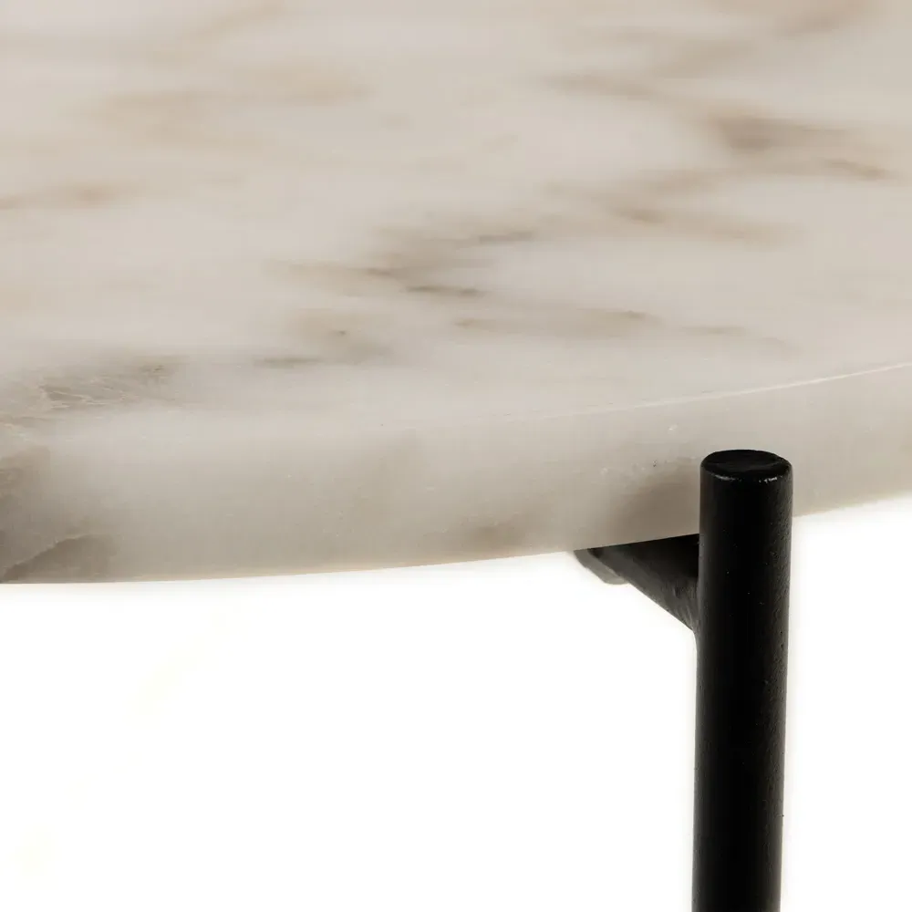 Florence Avila Side Table - White, Marble
