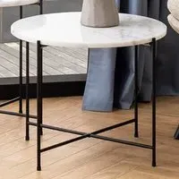 Florence Avila Side Table - White, Marble