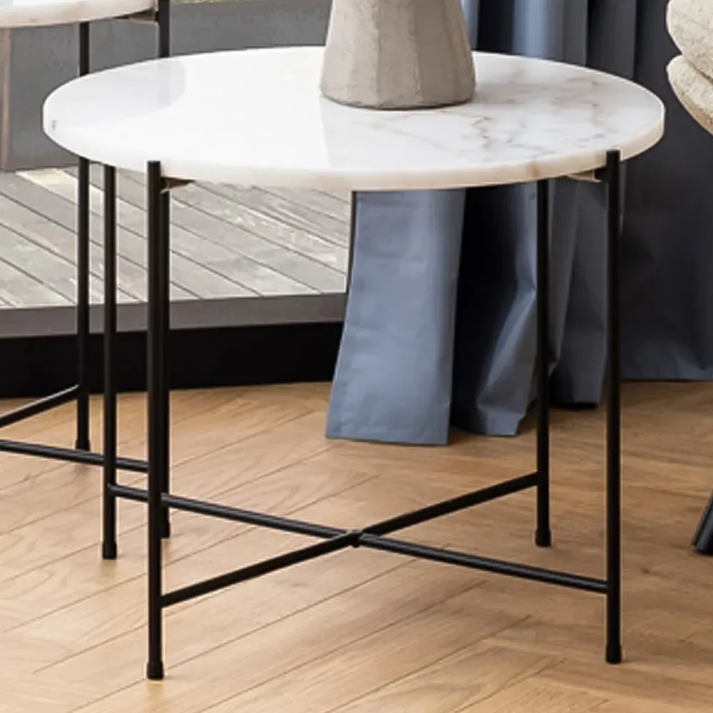 Florence Avila Side Table - White, Marble image