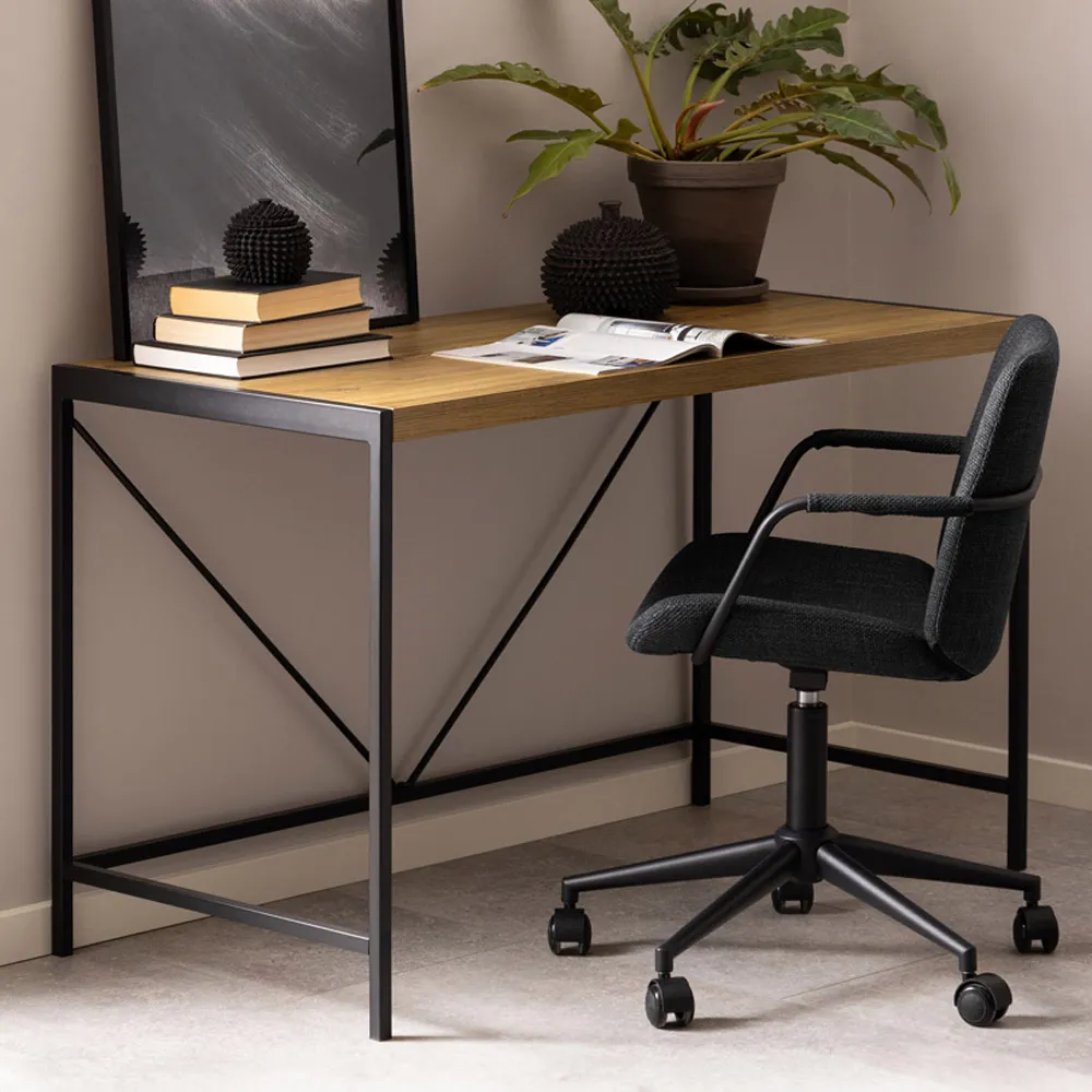Florence Bahamas Office Desk - Black, Oak image