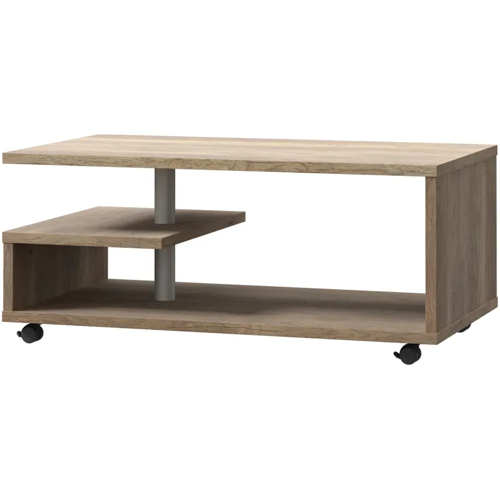 Florence Bailey G-Shape Coffee Table with Storage - Brown, Oak
