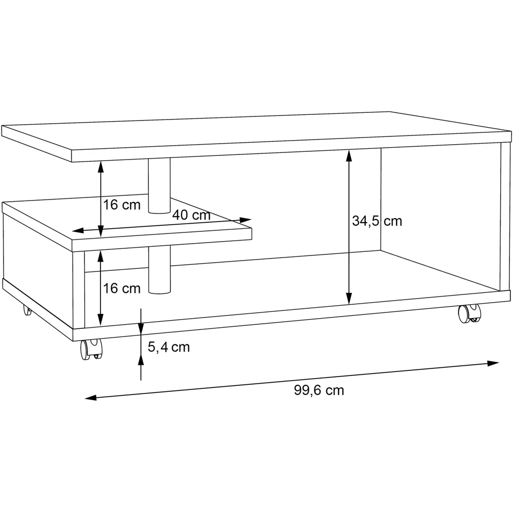 Florence Bailey G-Shape Coffee Table with Storage - Brown, Oak