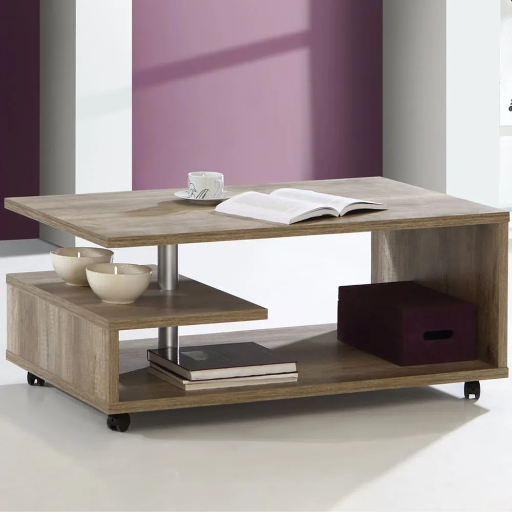 Florence Bailey G-Shape Coffee Table with Storage - Brown, Oak