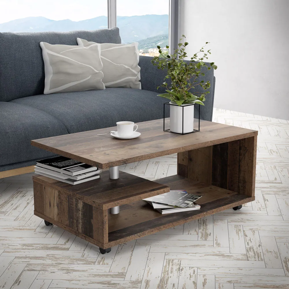 Florence Bailey G-Shape Coffee Table with Storage - Brown, Wood