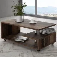 Florence Bailey G-Shape Coffee Table with Storage - Brown, Wood