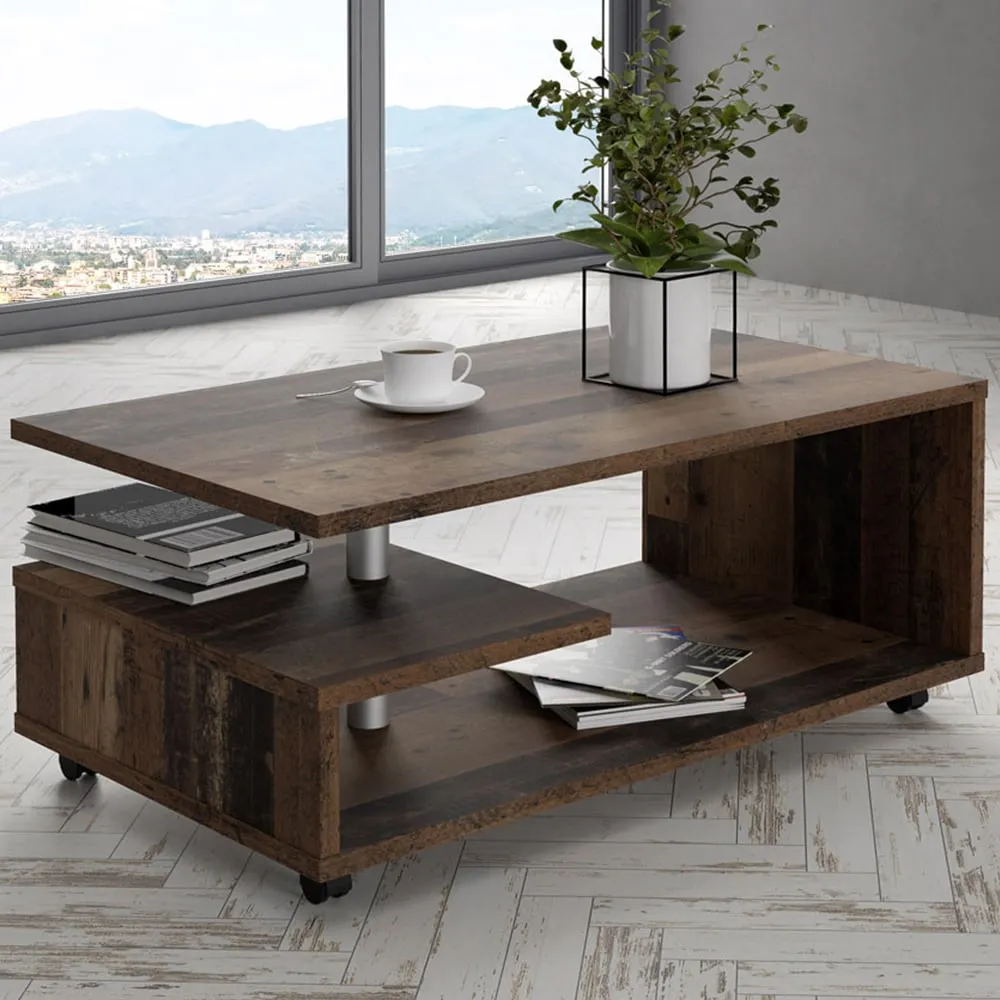 Florence Bailey G-Shape Coffee Table with Storage - Brown, Wood