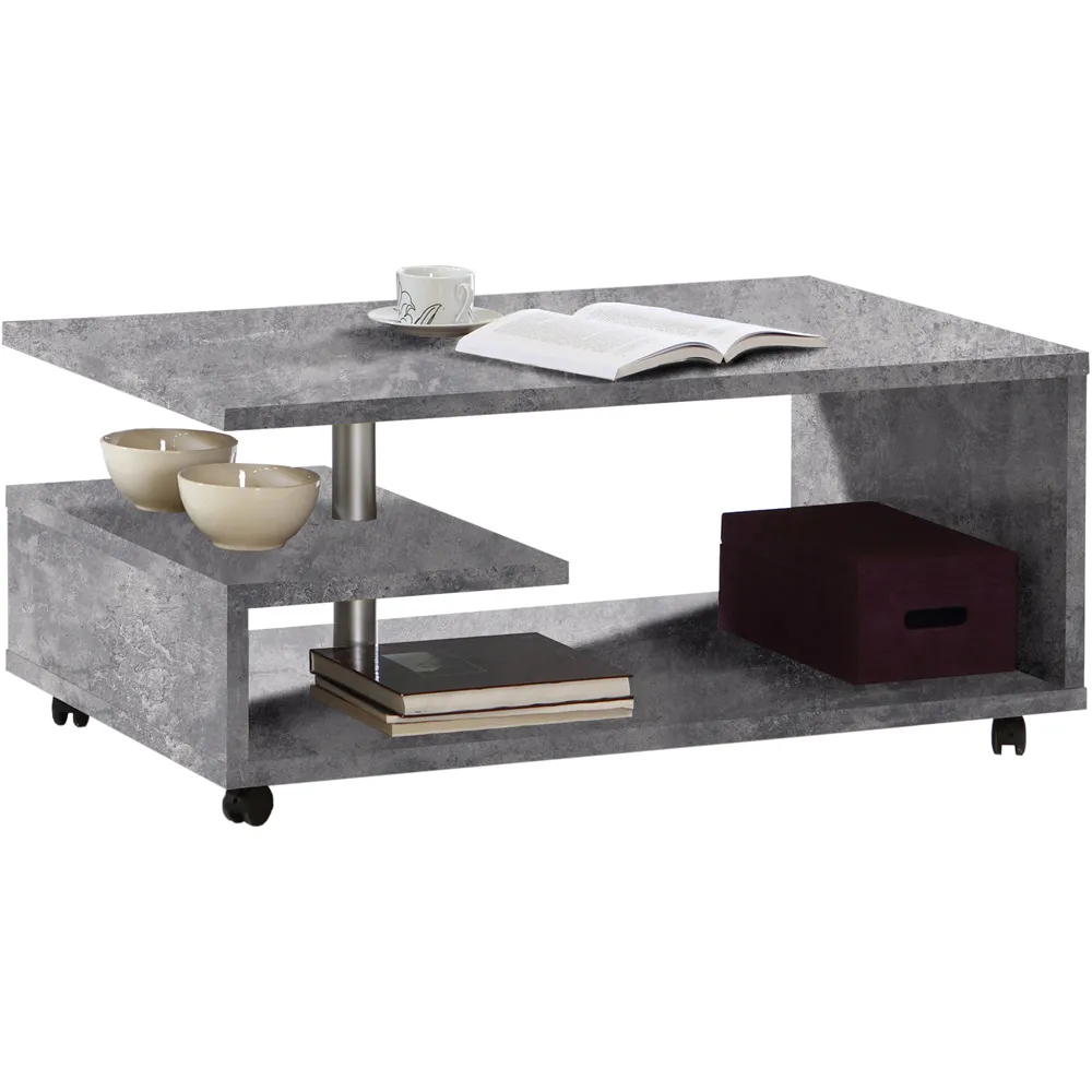 Florence Bailey G-Shape Coffee Table with Storage - Grey