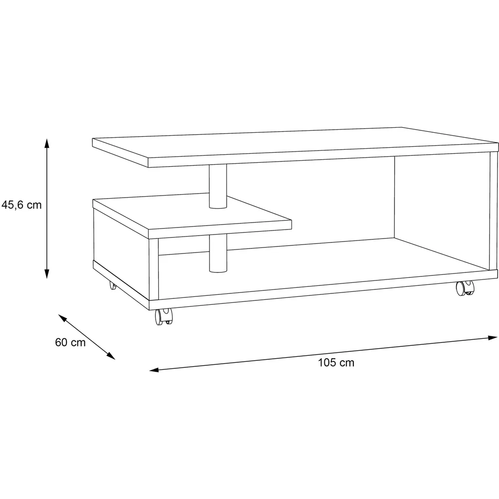 Florence Bailey G-Shape Coffee Table with Storage - Grey