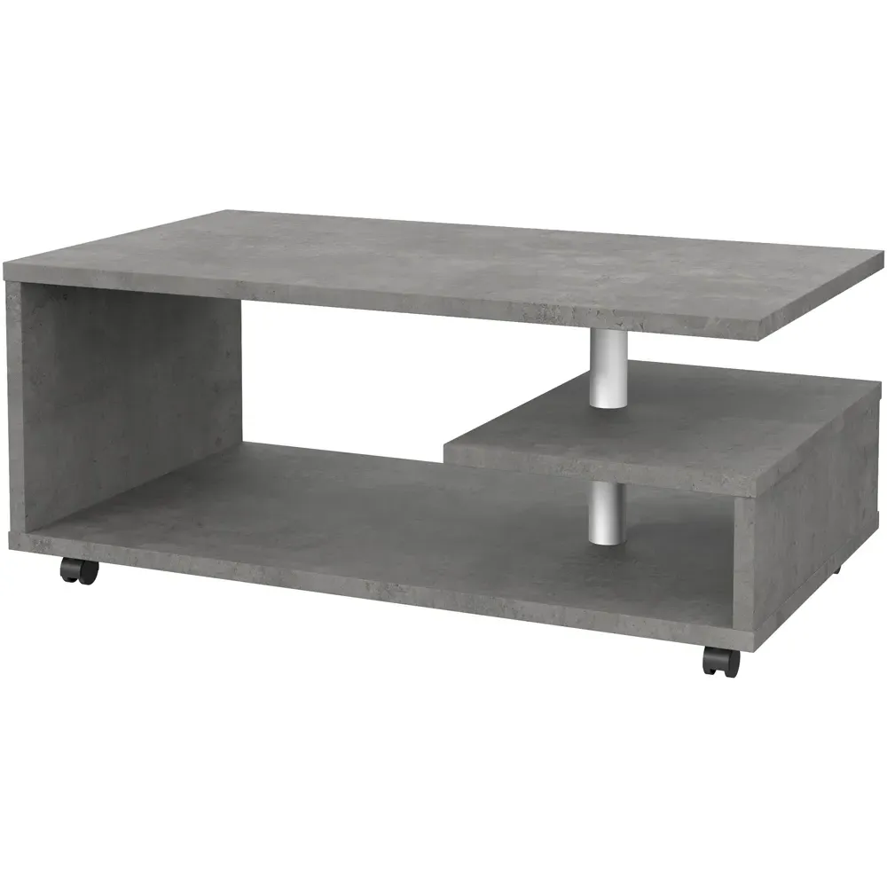 Florence Bailey G-Shape Coffee Table with Storage - Grey, Concrete