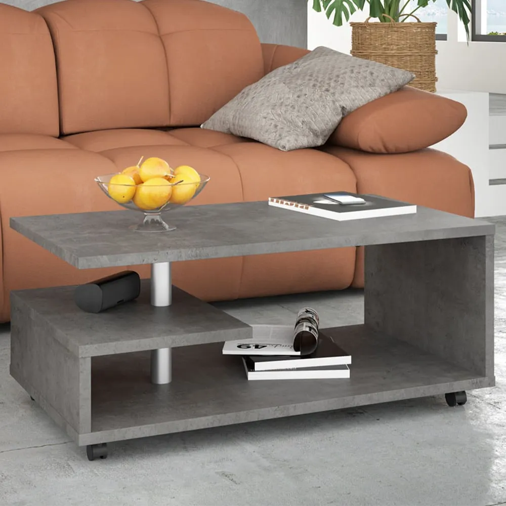Florence Bailey G-Shape Coffee Table with Storage - Grey, Concrete