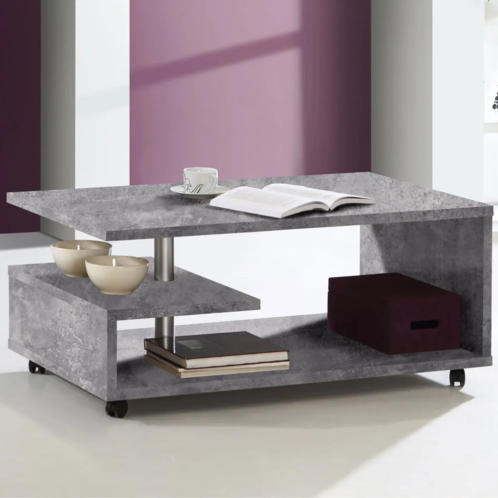 Florence Bailey G-Shape Coffee Table with Storage - Grey