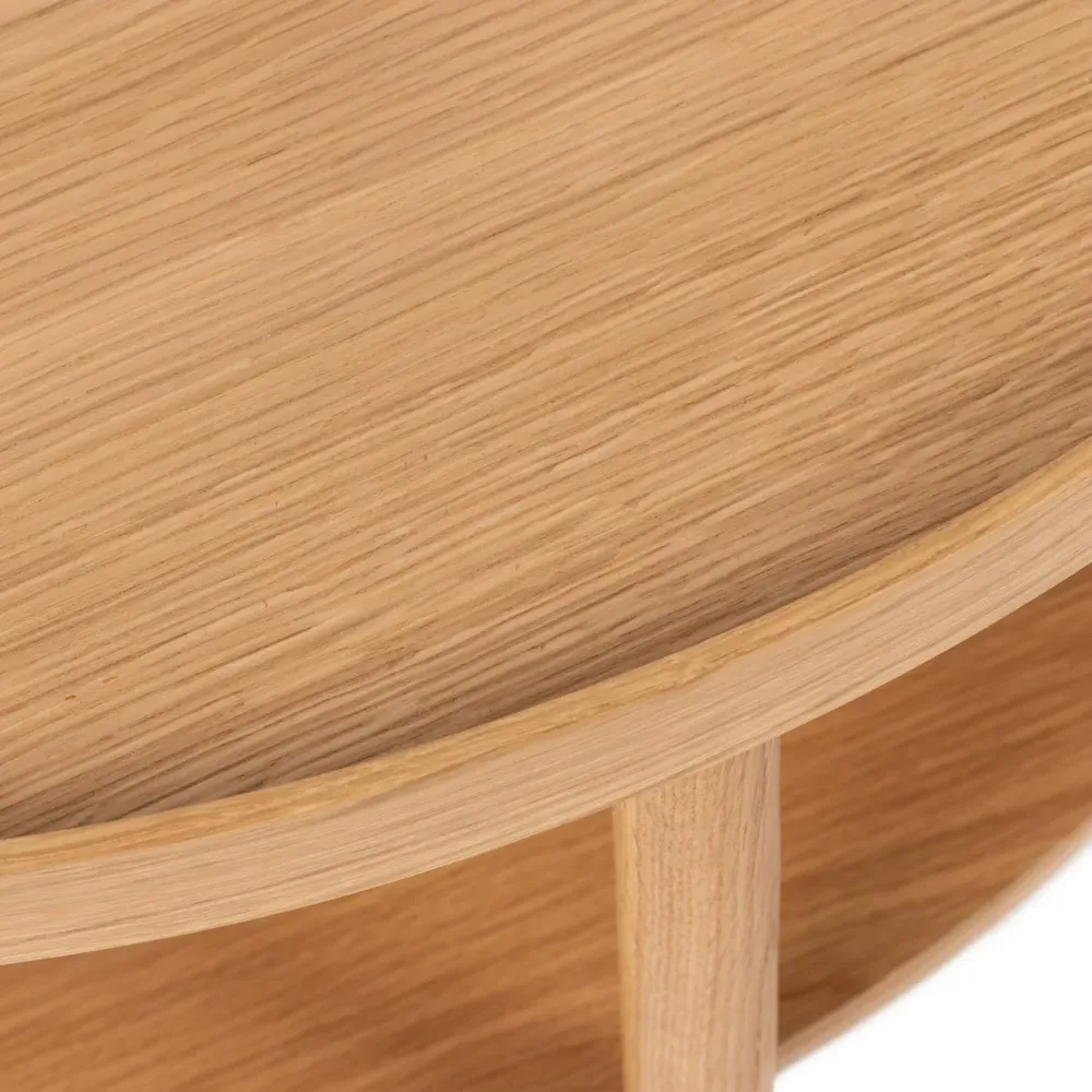 Florence Banbury Round Coffee Table with Shelf - Brown, Oak