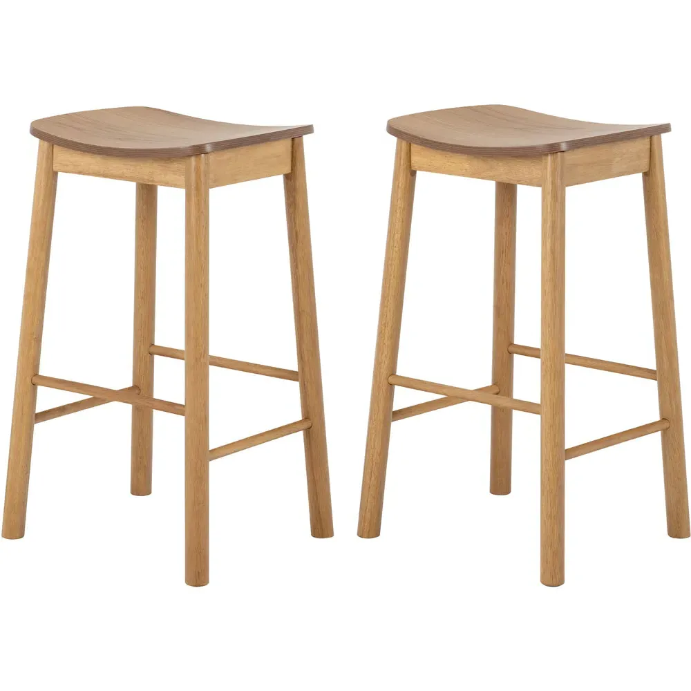 Florence Barlow Set of 2 Bar Stool - Brown, Oak
