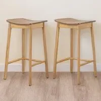 Florence Barlow Set of 2 Bar Stool - Brown, Oak