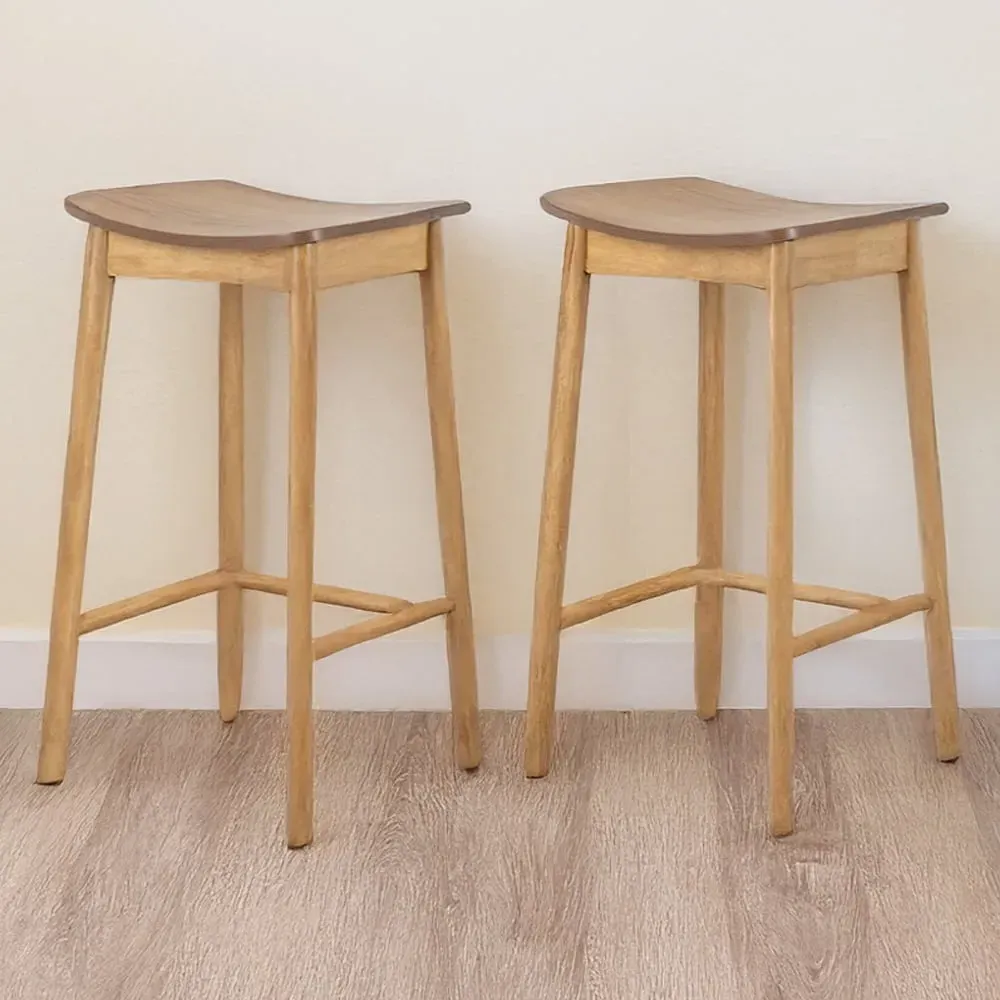 Florence Barlow Set of 2 Bar Stool - Brown, Oak image