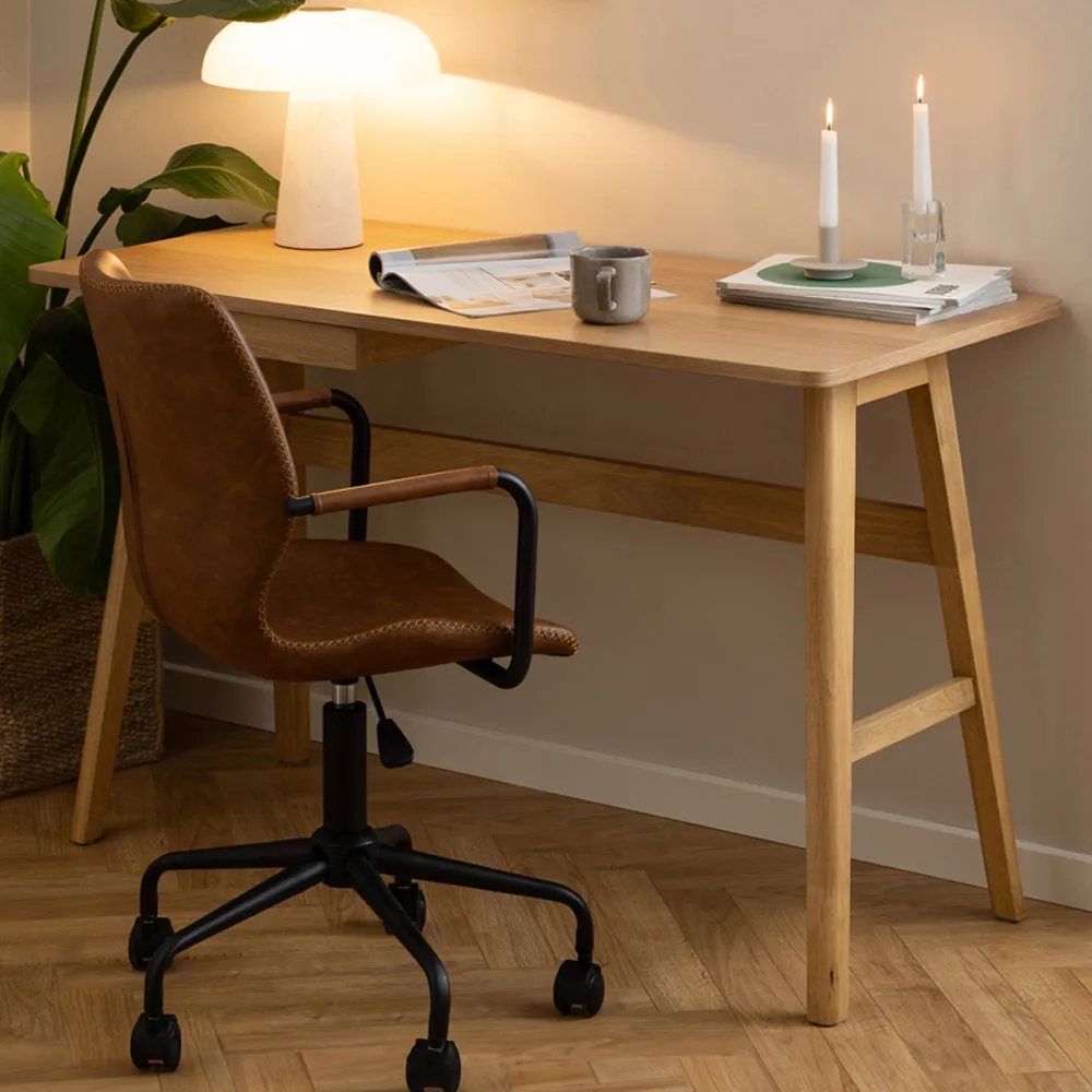 Florence Barnett Single Drawer Office Desk - Brown, Oak