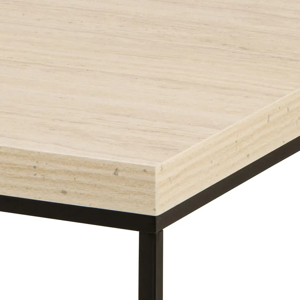 Florence Barossa Rectangular Coffee Table - Black, Travertine