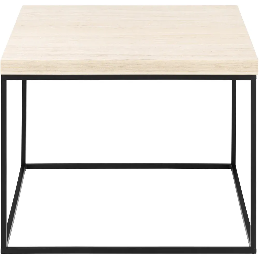 Florence Barossa Square Coffee Table - Black, Travertine