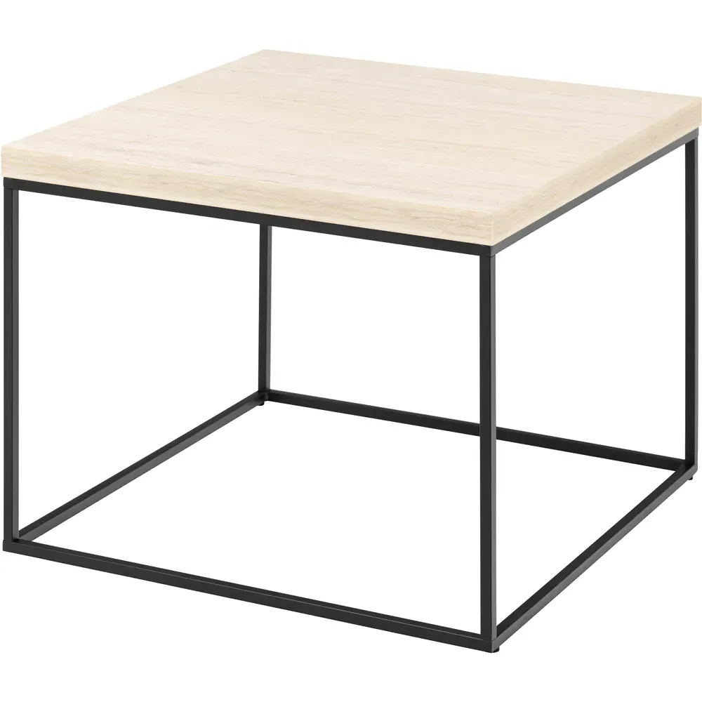 Florence Barossa Square Coffee Table - Black, Travertine