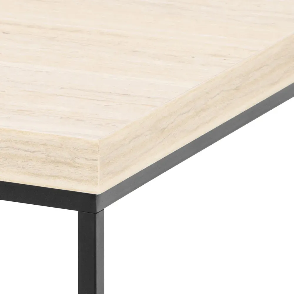 Florence Barossa Square Coffee Table - Black, Travertine