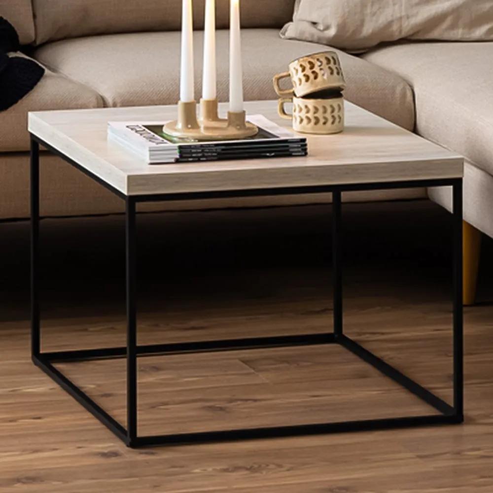 Florence Barossa Square Coffee Table - Black, Travertine