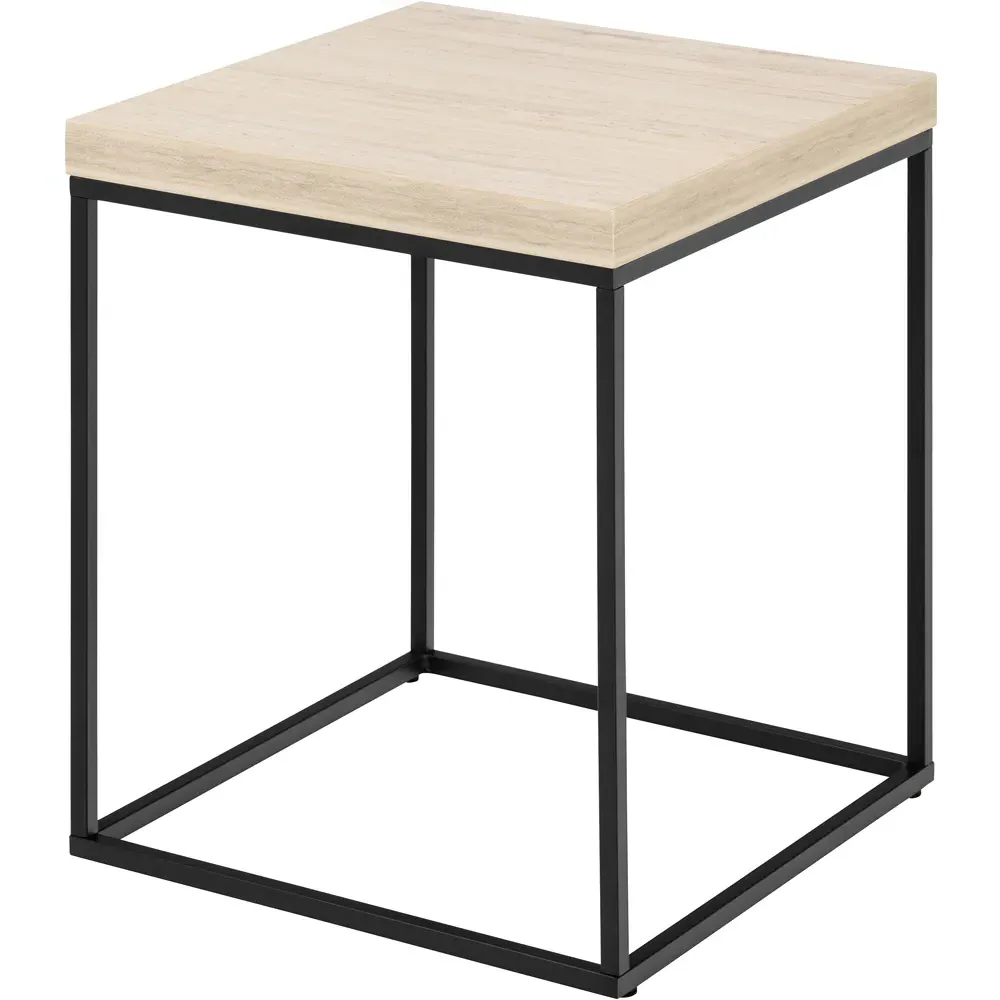Florence Barossa Square Side Table - Black, Travertine