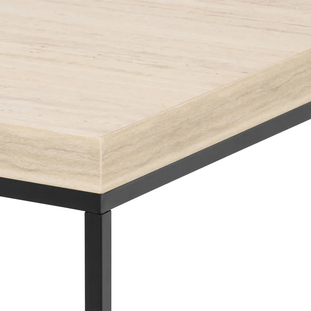 Florence Barossa Square Side Table - Black, Travertine