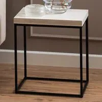 Florence Barossa Square Side Table - Black, Travertine