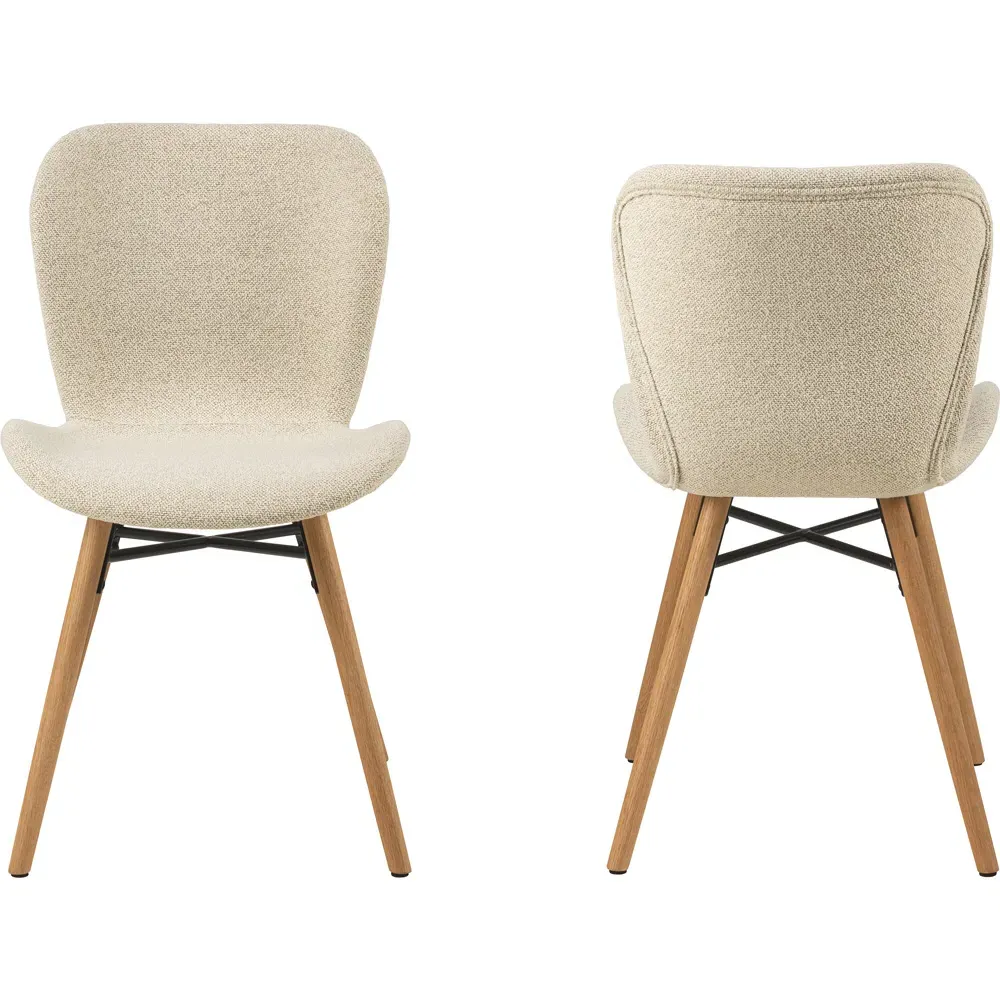 Florence Batilda Set of 2 Dining Chairs - Cream, Oak