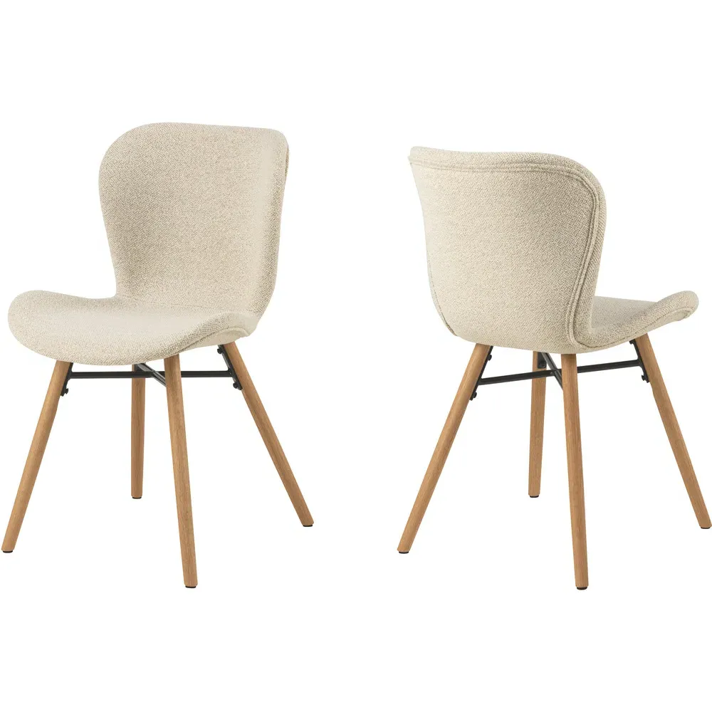 Florence Batilda Set of 2 Dining Chairs - Cream, Oak