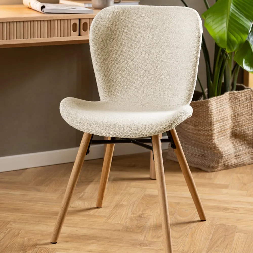 Florence Batilda Set of 2 Dining Chairs - Cream, Oak