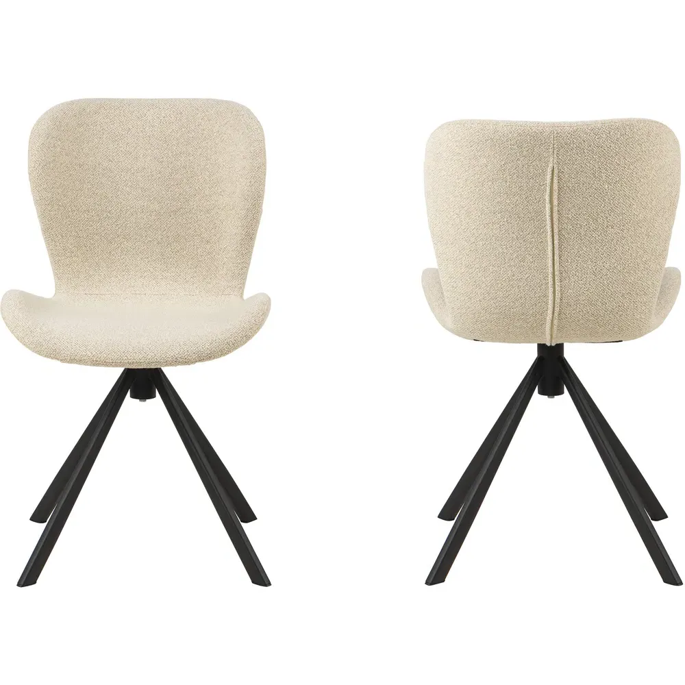 Florence Batilda Set of 2 Swivel Dining Chairs - Cream