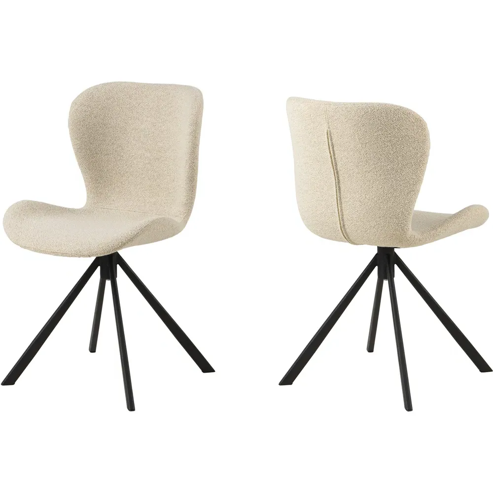 Florence Batilda Set of 2 Swivel Dining Chairs - Cream