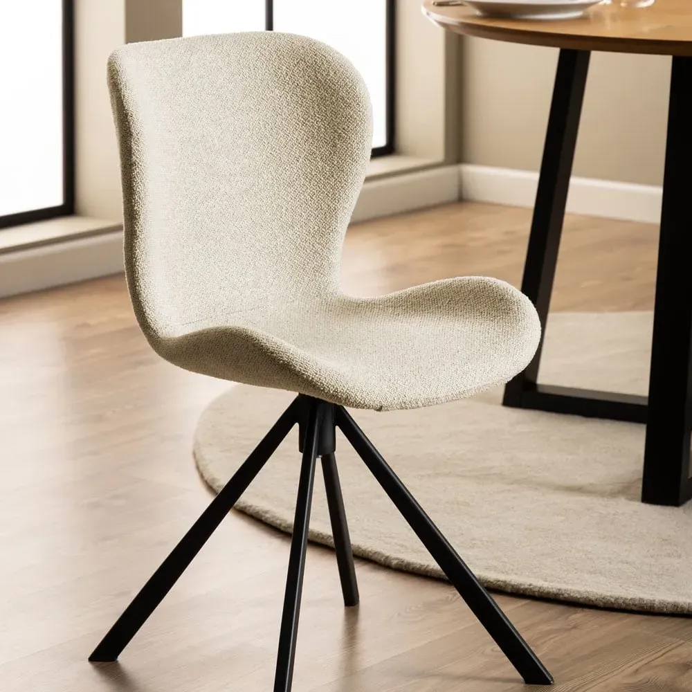 Florence Batilda Set of 2 Swivel Dining Chairs - Cream